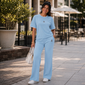 Sky Blue Teddy Two-Piece Lounge Set
