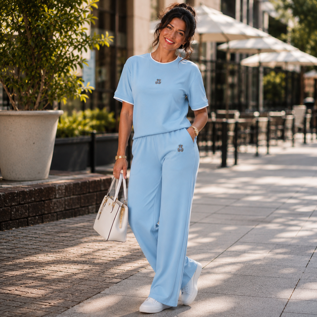 Sky Blue Teddy Two-Piece Lounge Set